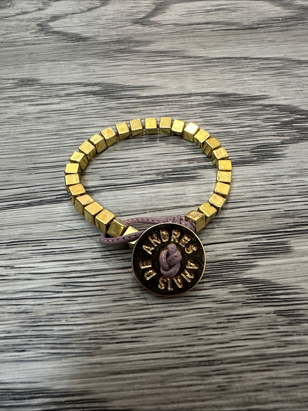 ANAIS DE ANRES Gold-Tone Beaded Bracelet with Pink Cord Accent